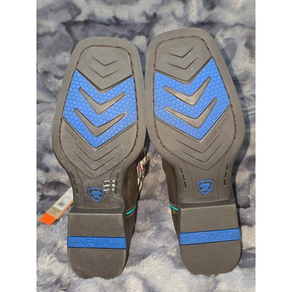 NWB Ariat Kids Lonestar Rowdy Rust Cow Print Western Square Toe Boots Size 6 - Picture 9 of 12